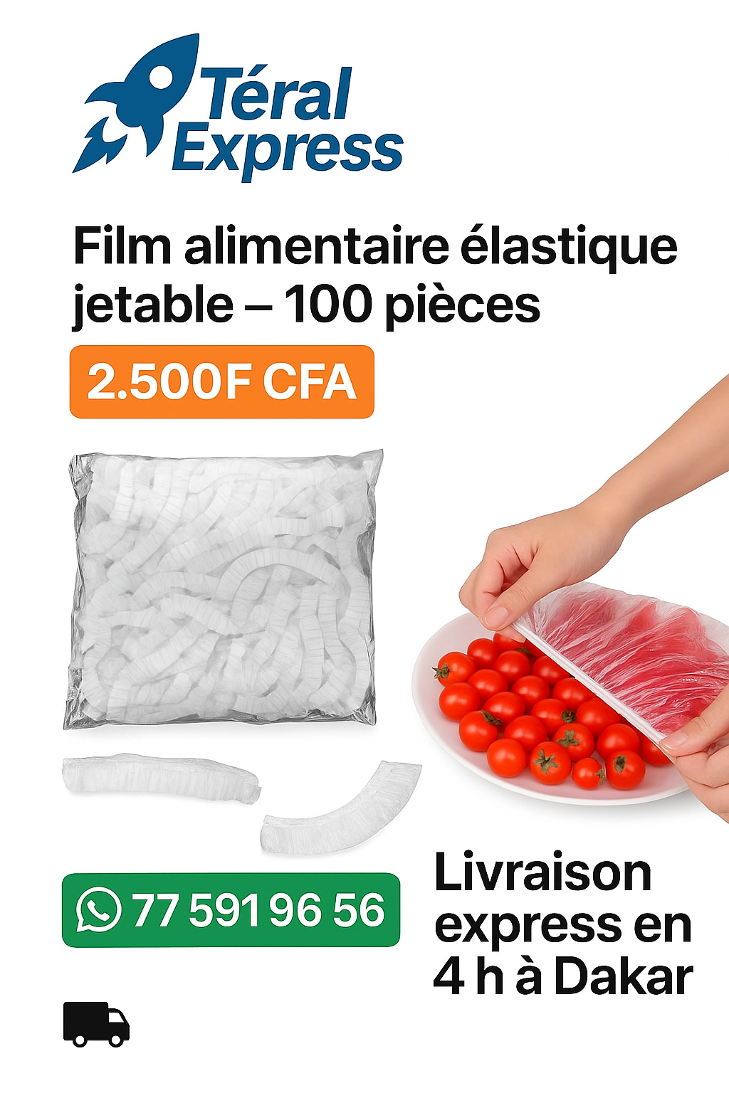 Paquet de 100 sachets couvercle jetables