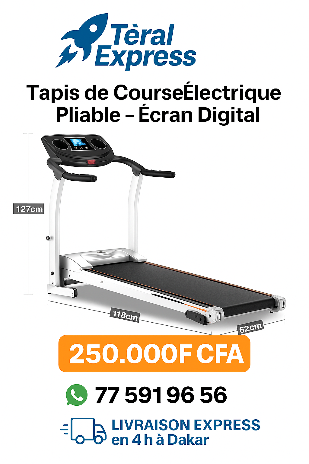 Tapis de course électrique pliable