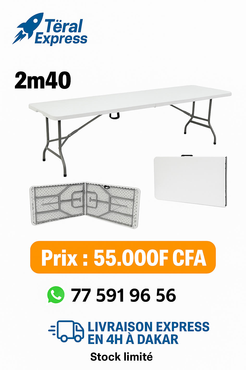 Table de dressage pliable de 2m40