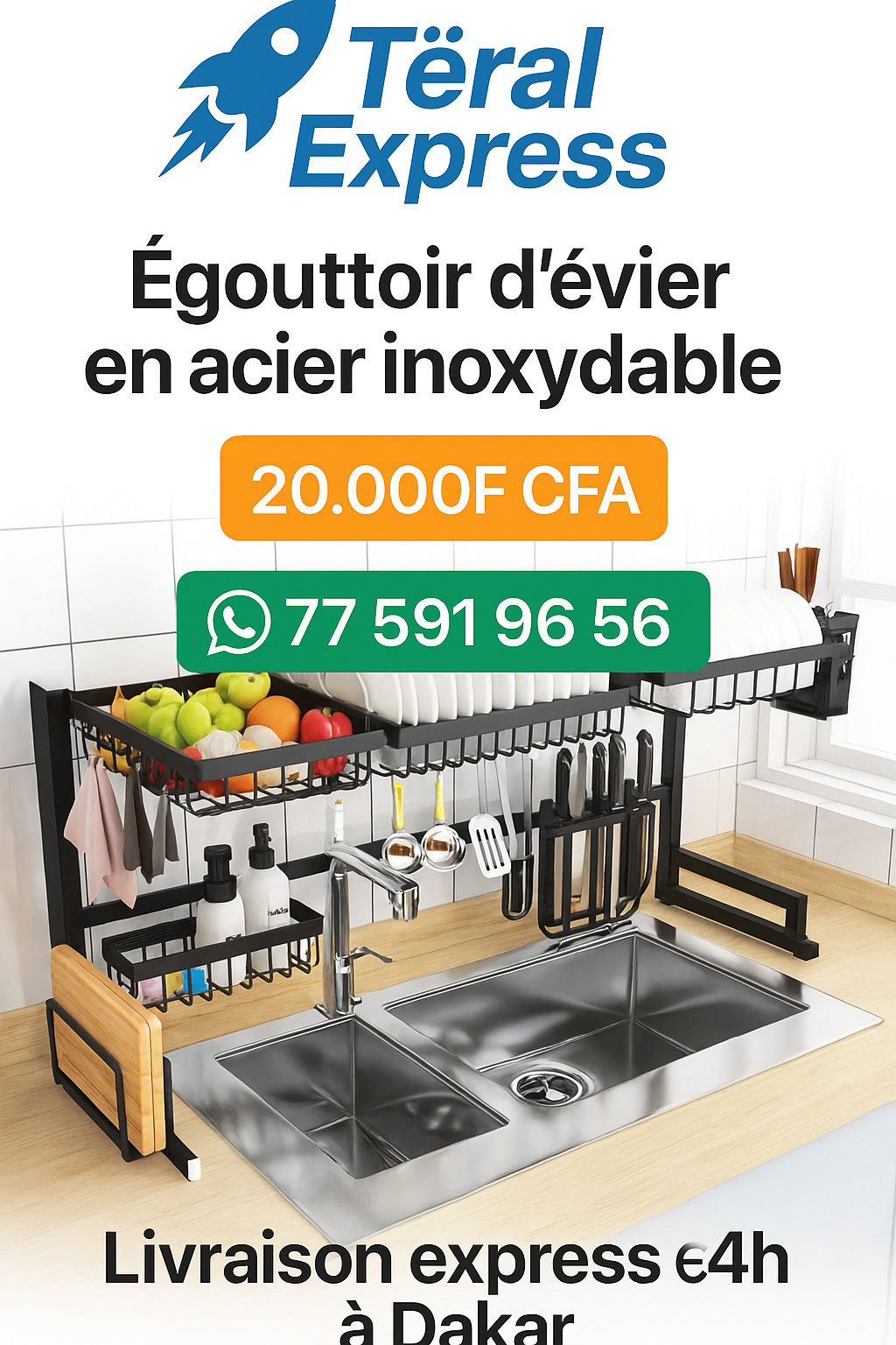 Egouttoir en acier inoxydable