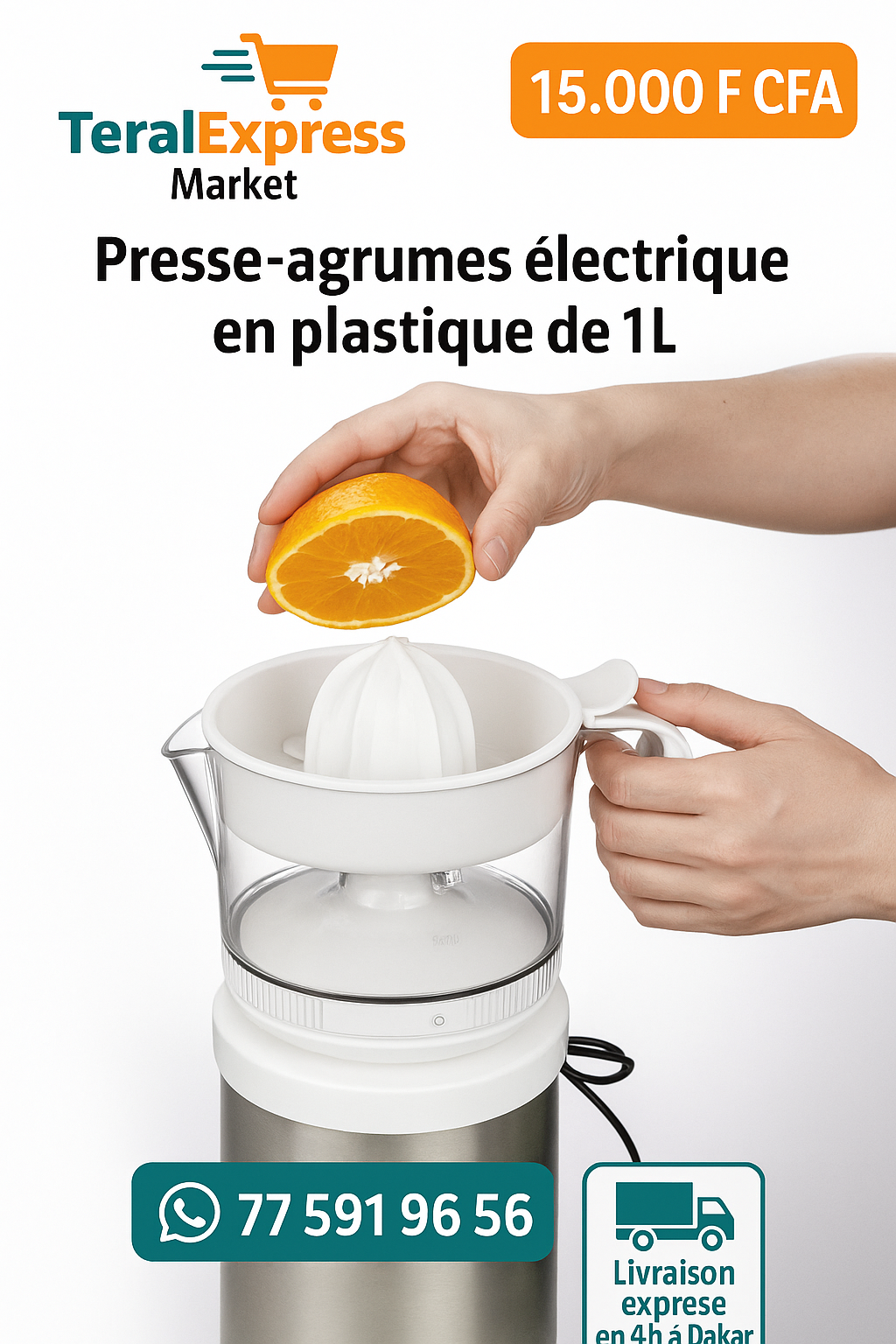 Presse-agrumes électrique en plastique de 1L