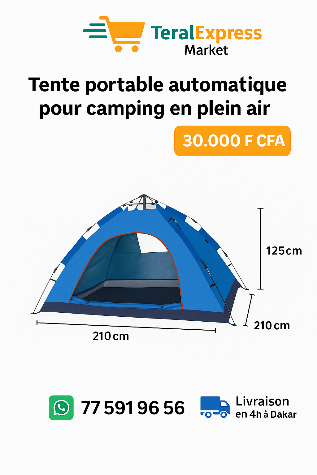 Tente portable automatique pour camping en plein air