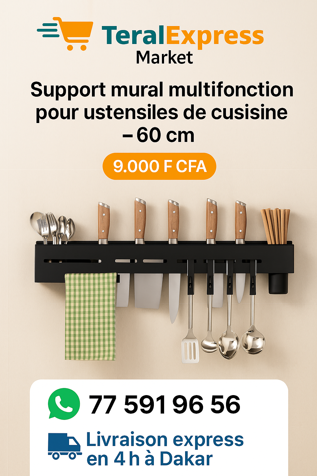 Support mural pour porte-baguettes opaques, multifonctionnel