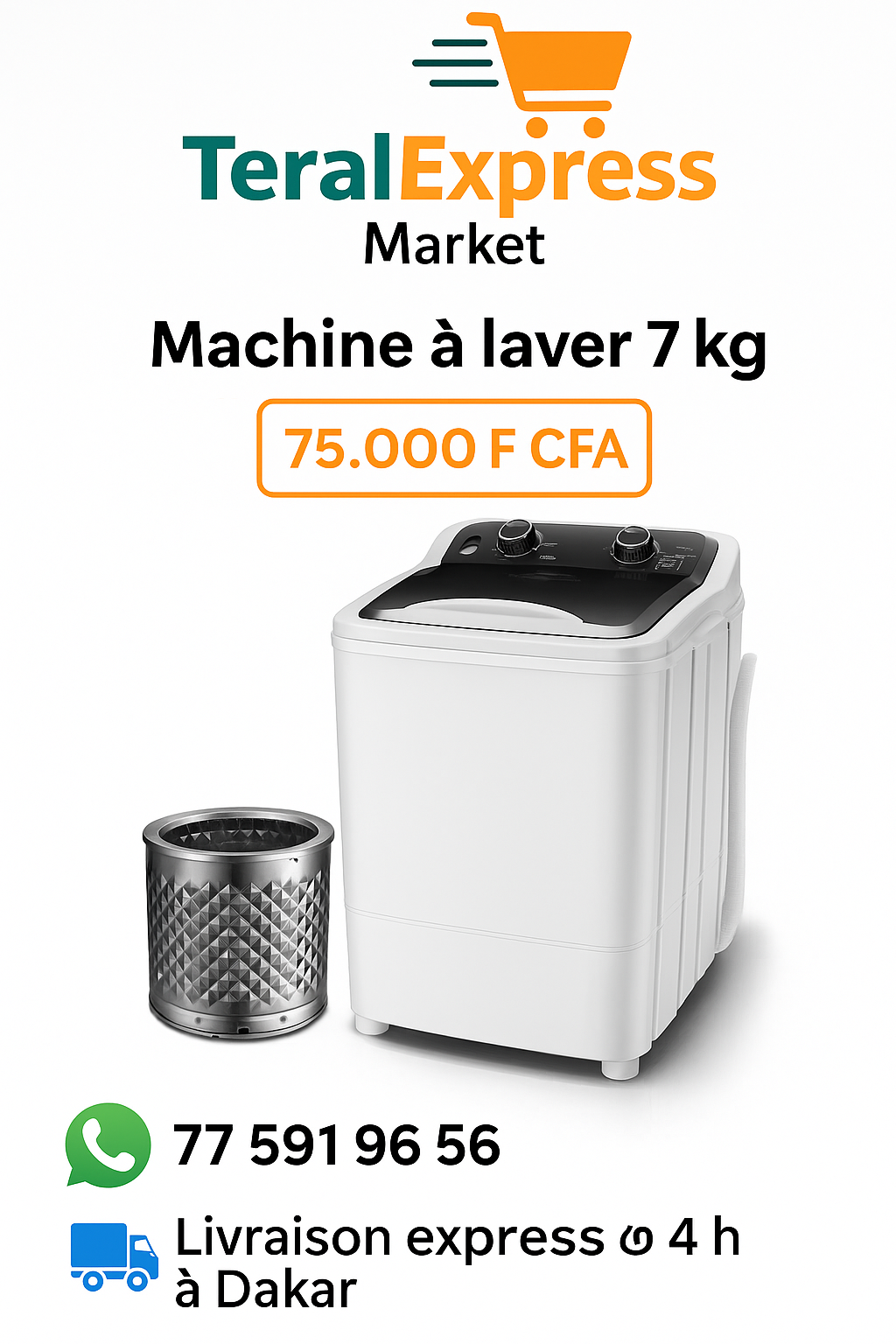 Machine à laver semi-automatique 7 kg – Puissante et économique