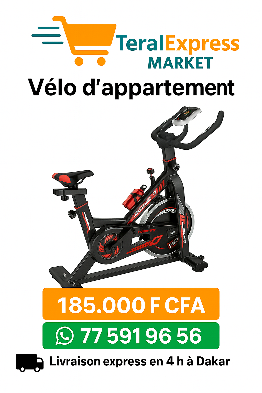 Vélo d'Appartement pour Entraînement Cardio avec Support de Tablette