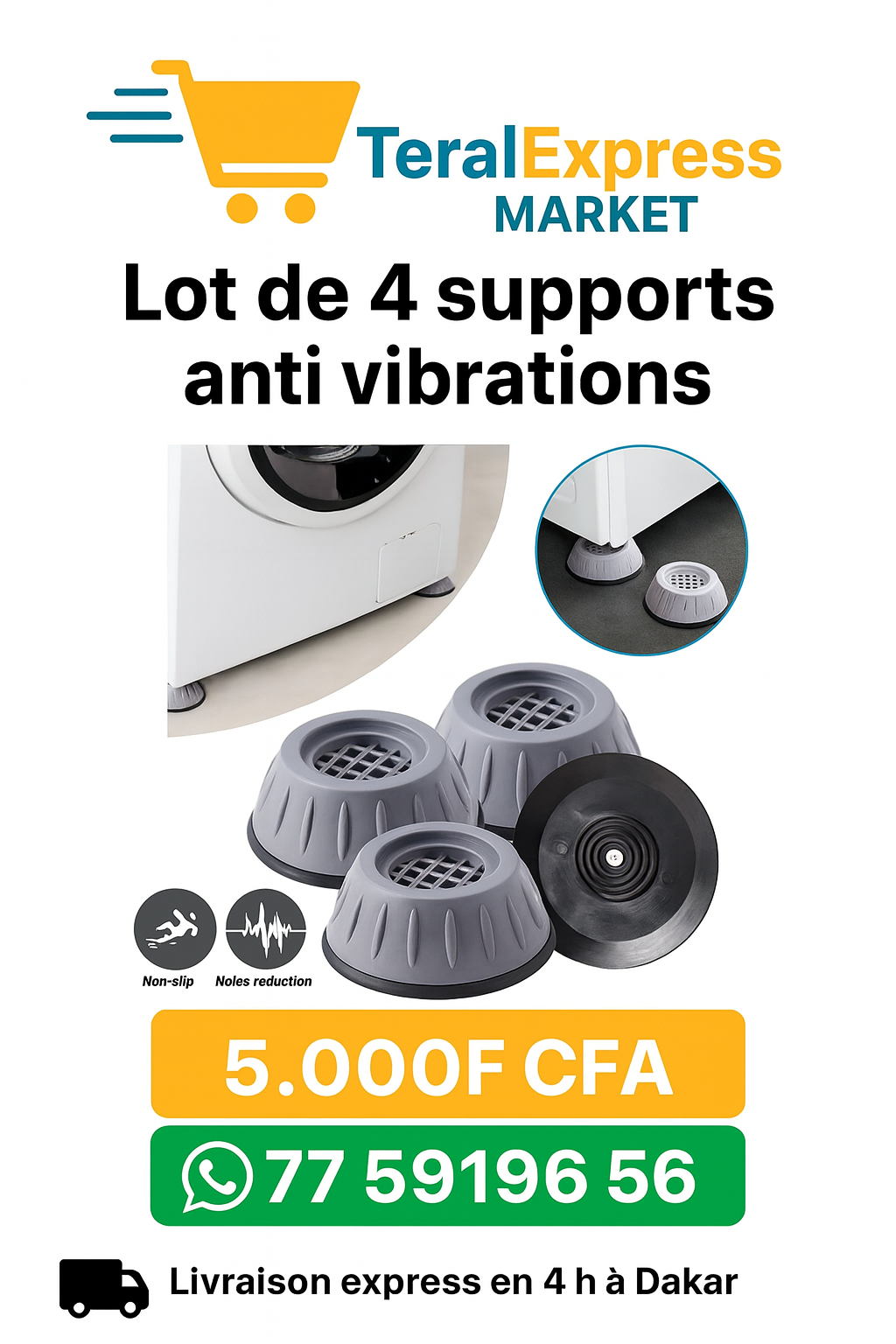 Lot de 4 supports anti vibrations