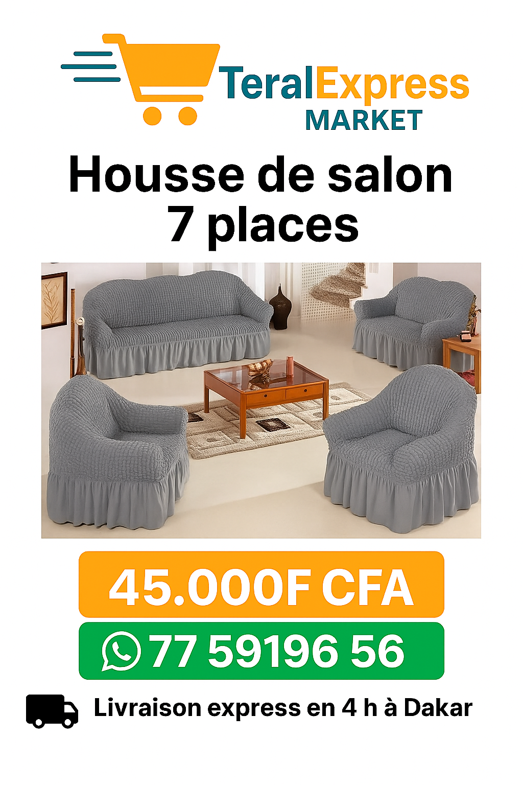 Housse de Salon 7 Places – Design Moderne & Extensible