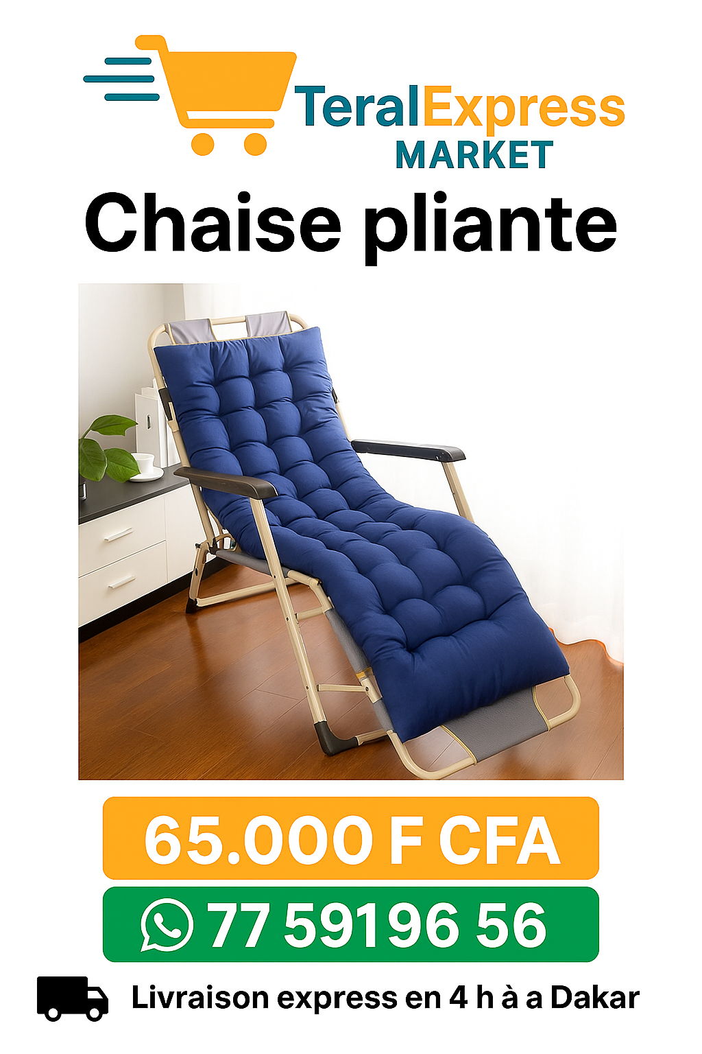Chaise pliante de luxe avec matelas rembourré – Confort absolu à domicile