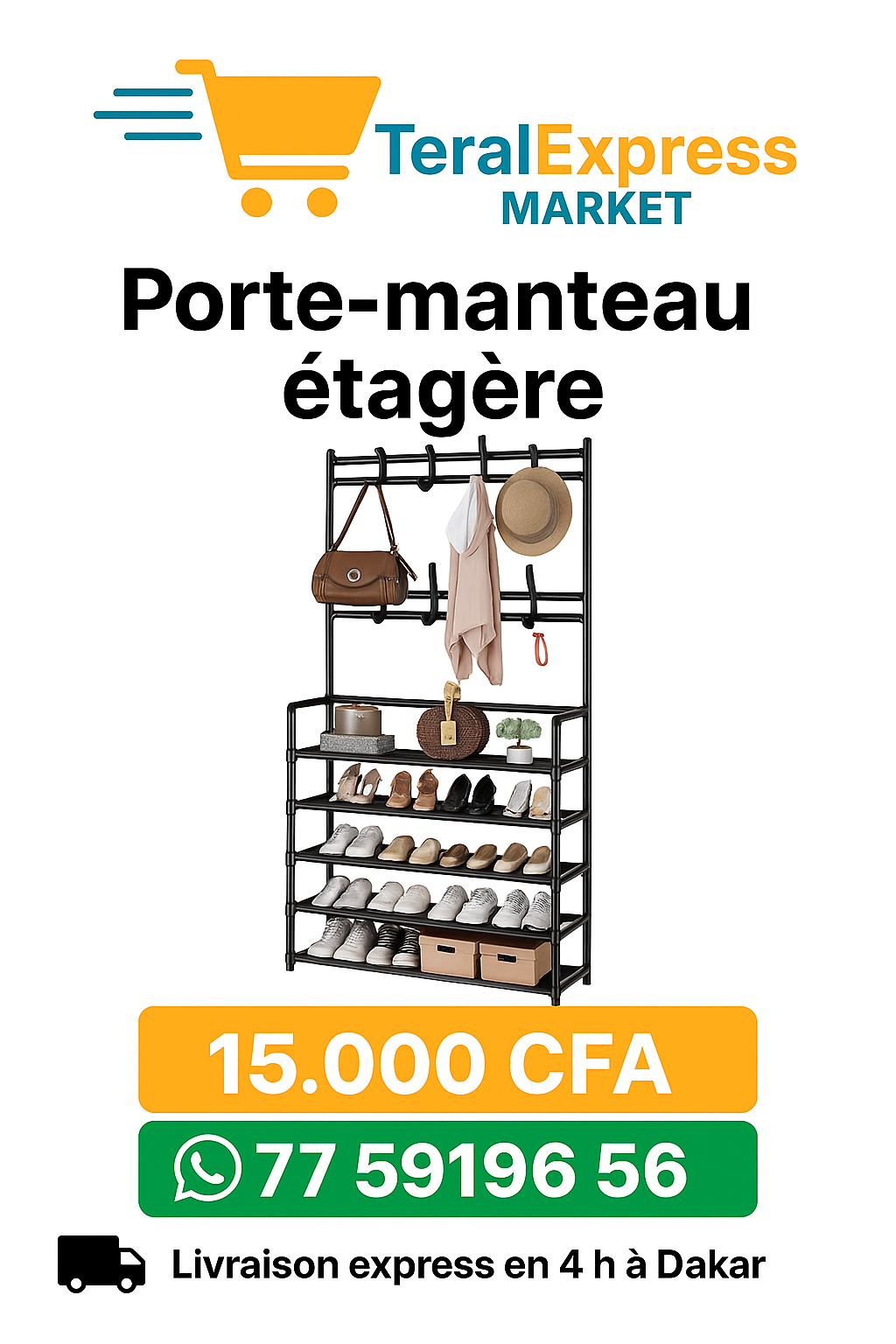Portant Multifonction avec Étagères – Rangement Complet