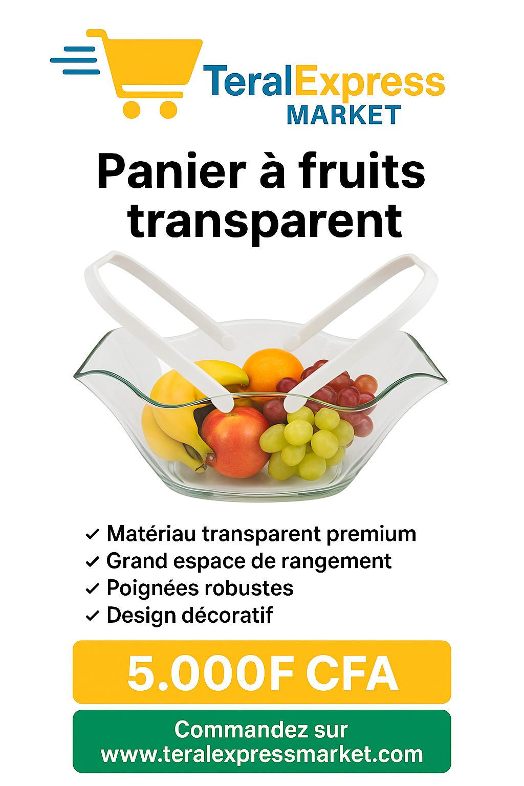Panier à Fruits Transparent – Design Élégant & Résistant