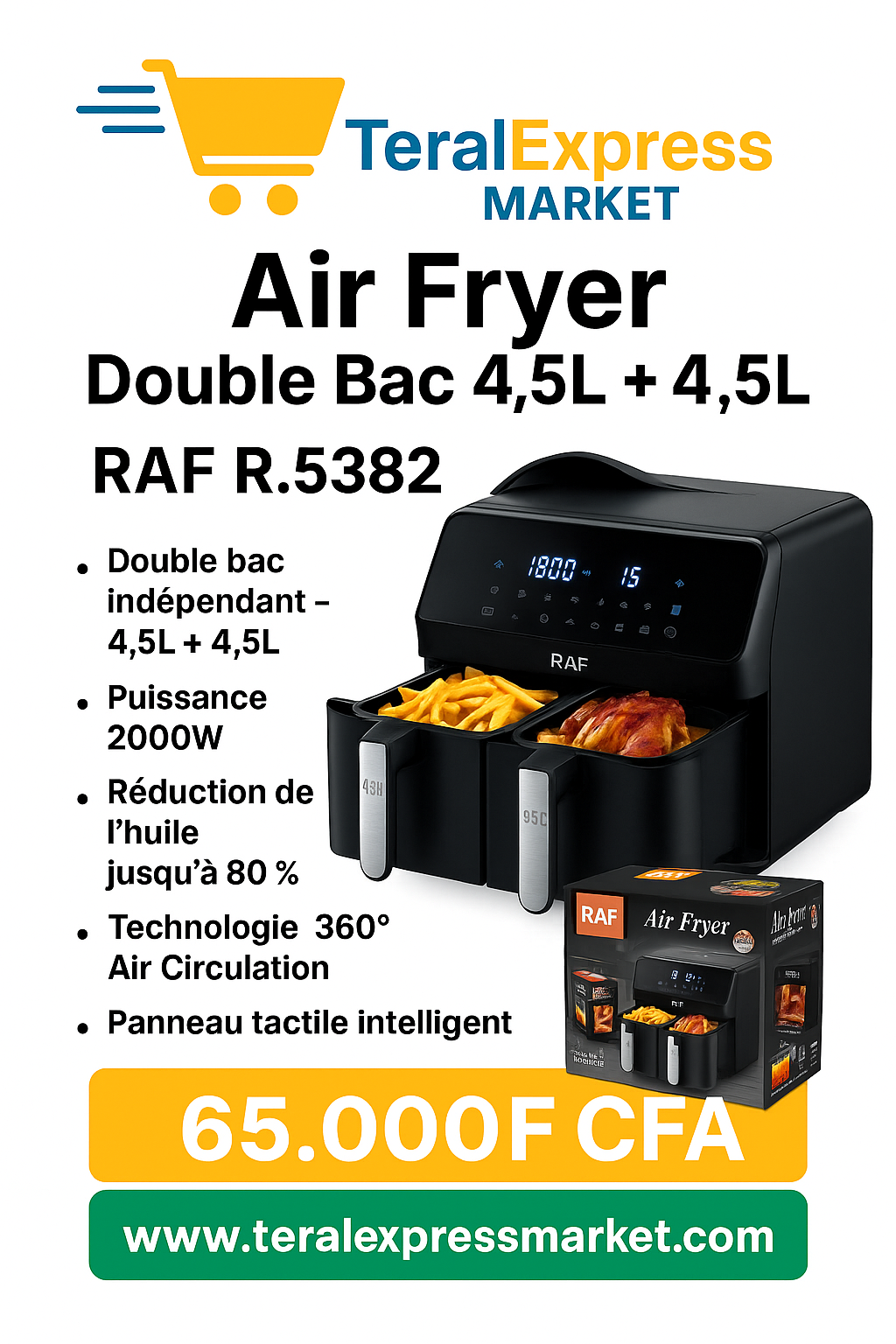 Air Fryer Double Bac 4.5L + 4.5L – RAF