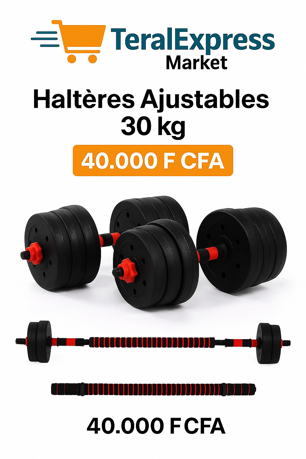 Haltères Ajustables 30 kg – Entraînement Complet à Domicile