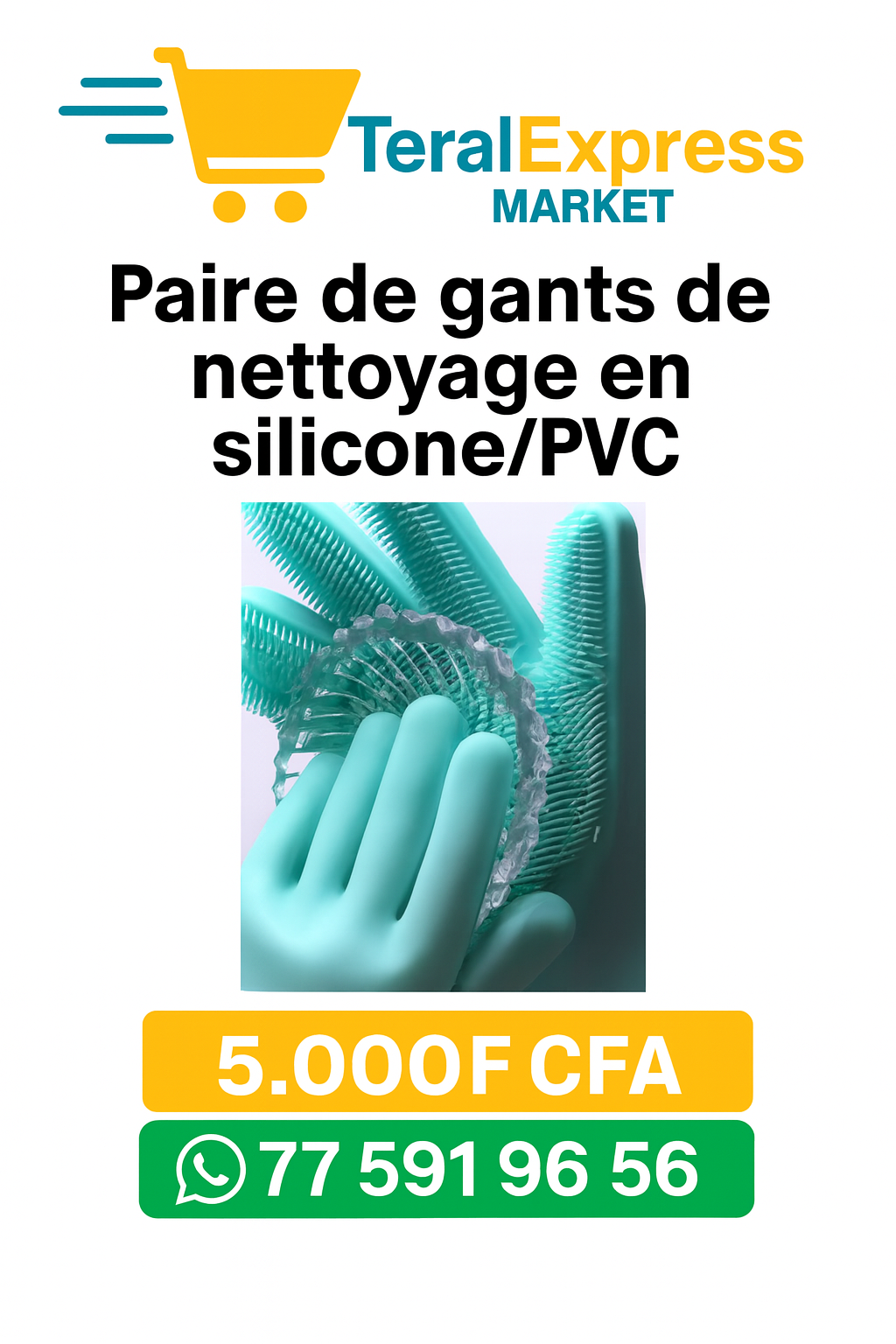 Paire de Gants de Nettoyage en Silicone/PVC – Ultra Résistants & Multi-Usages