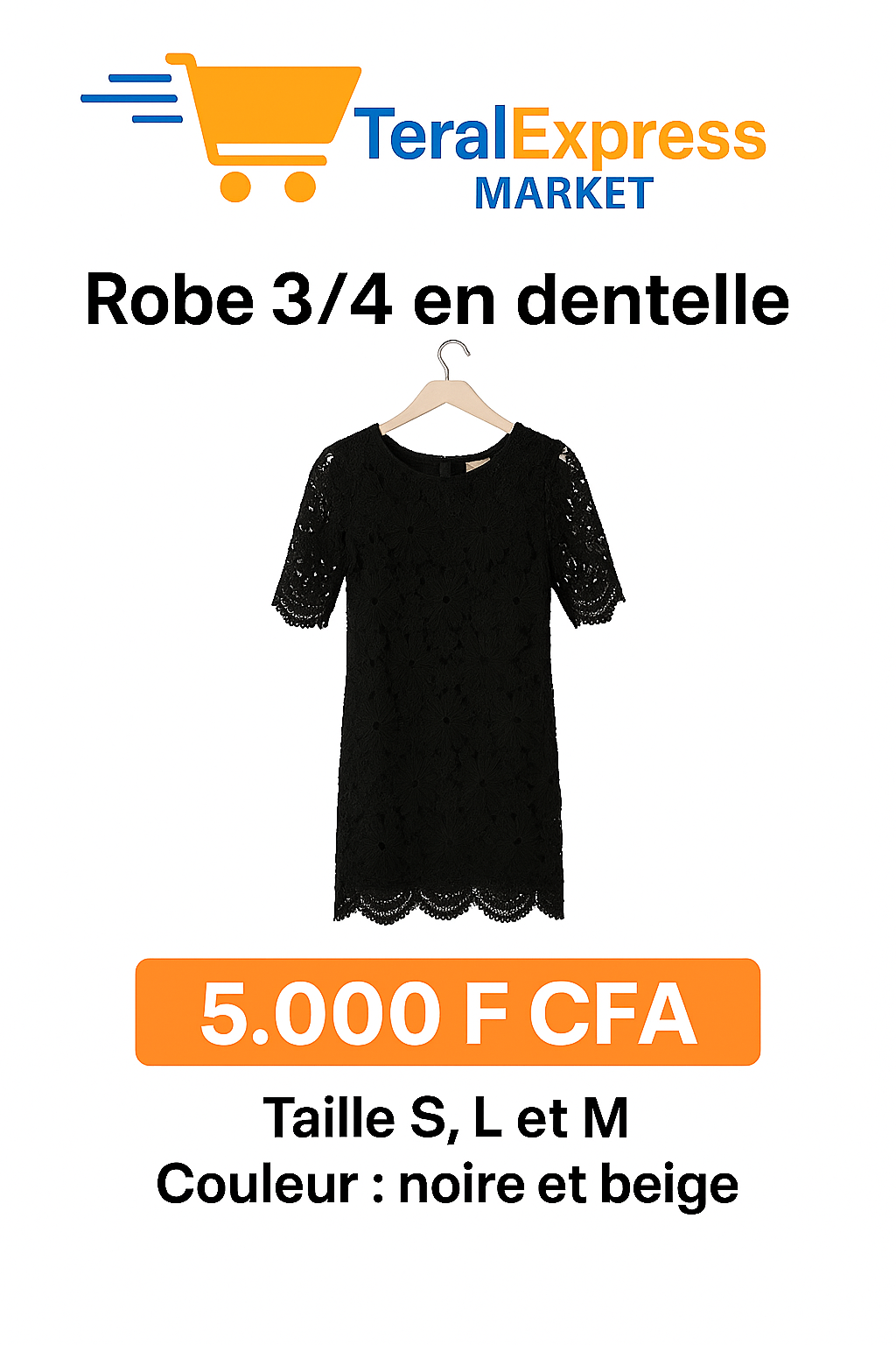 Robe 3/4 en dentelle – Élégance & Raffinement
