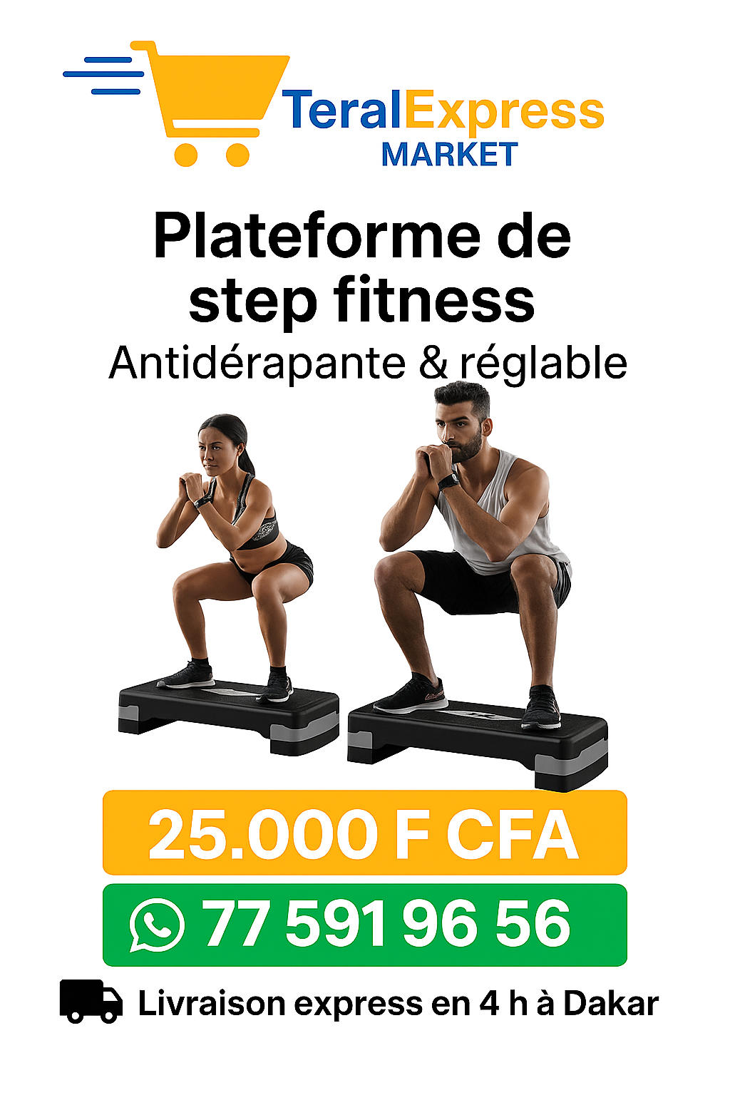 Plateforme de Step Fitness – Antidérapante & Réglable