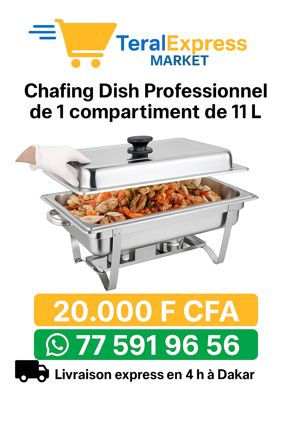 Chafing Dish Professionnel – 1 Compartiment de 11L