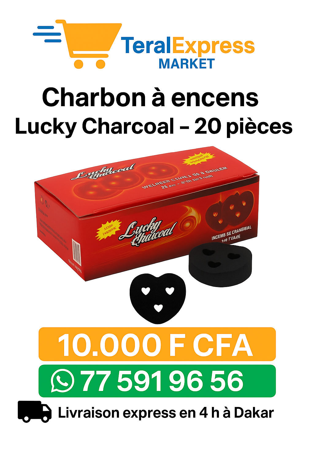 Charbon à Encens Lucky Charcoal – 20 Pièces