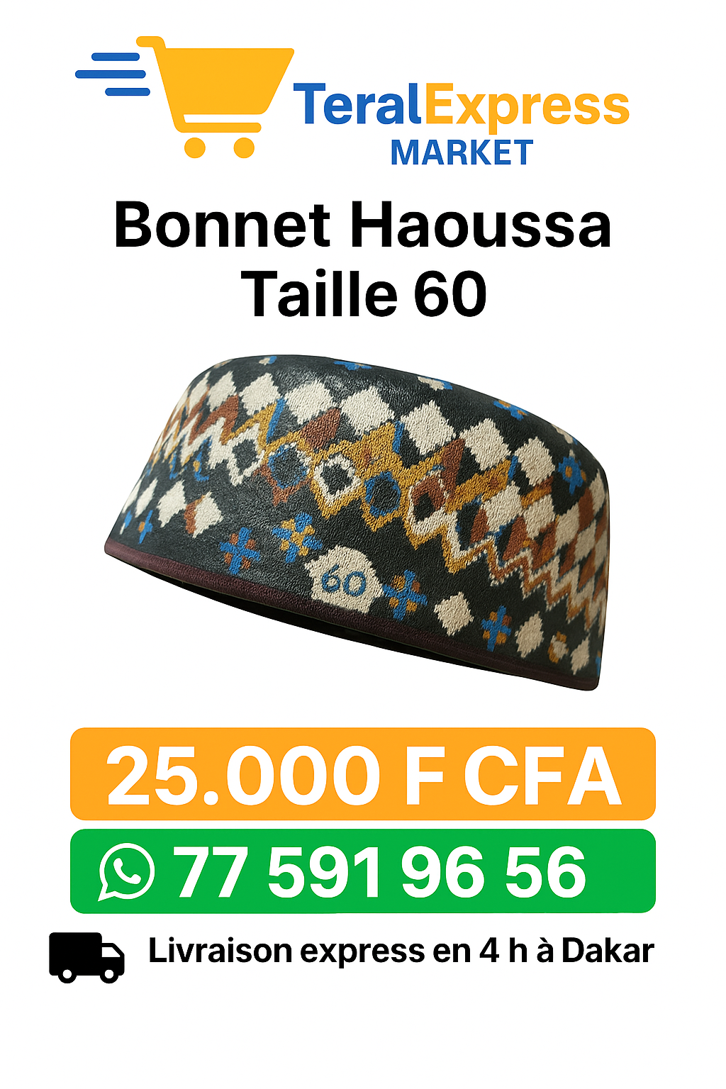Bonnet Haoussa Traditionnel Brodé – Qualité Premium