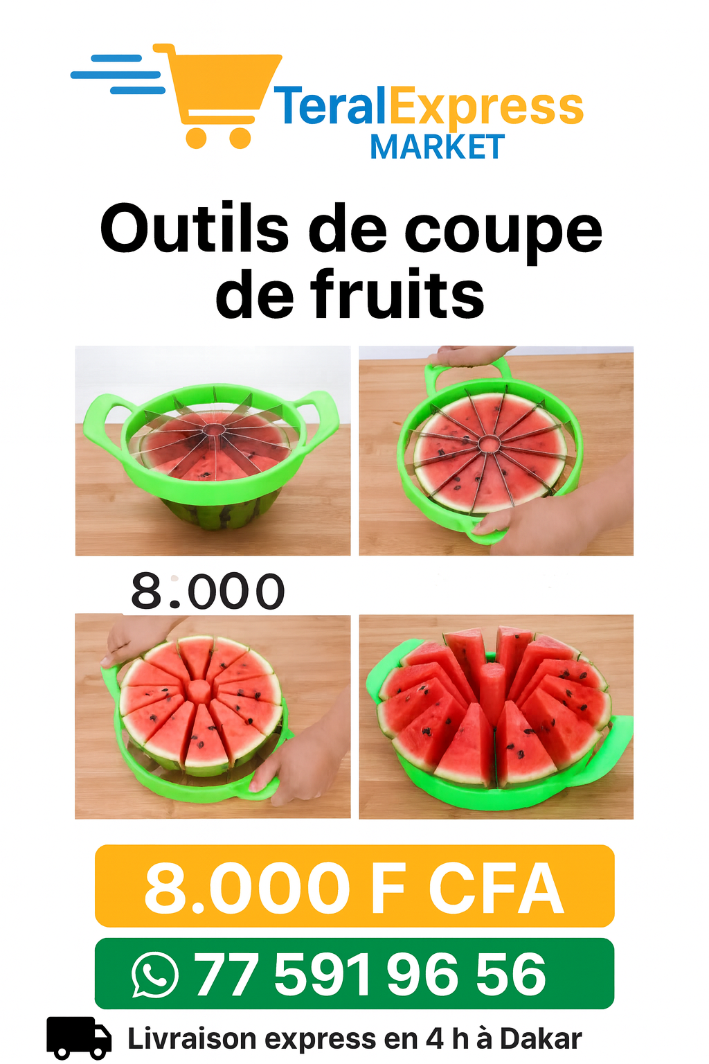 Coupe-pastèque & fruits — Ultra rapide et pratique