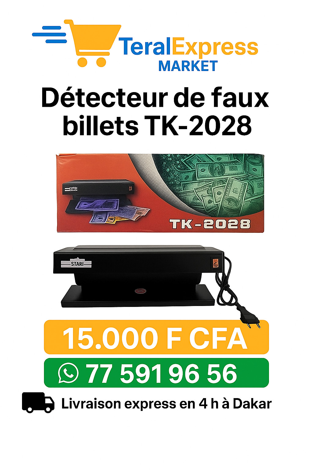 Détecteur de faux billets TK-2028 – Fiabilité et sécurité au quotidien