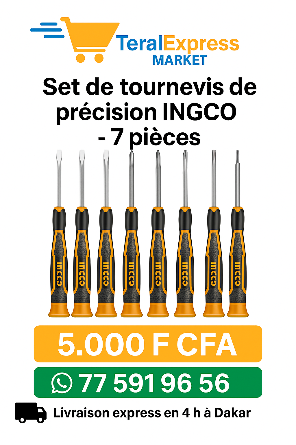 Set de Tournevis de Précision INGCO – 7 pièces