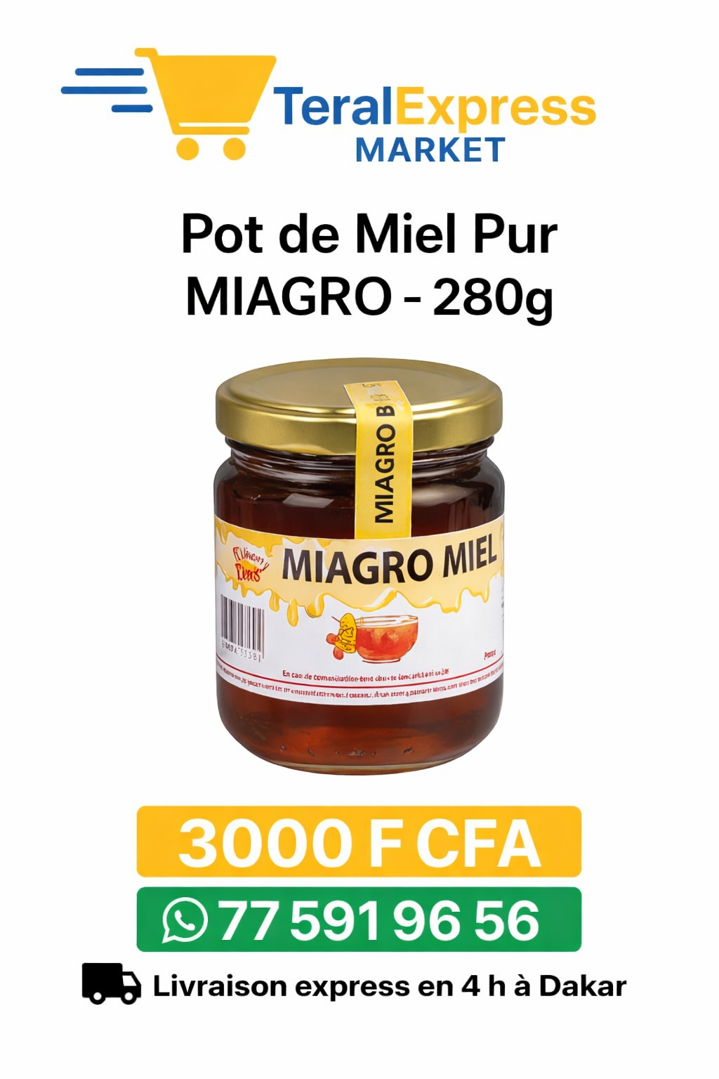 Pot de Miel Pur – 280g | Qualité Premium